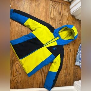 Spyder Kids Colorblock Puffer Jacket - Blue and Yellow
